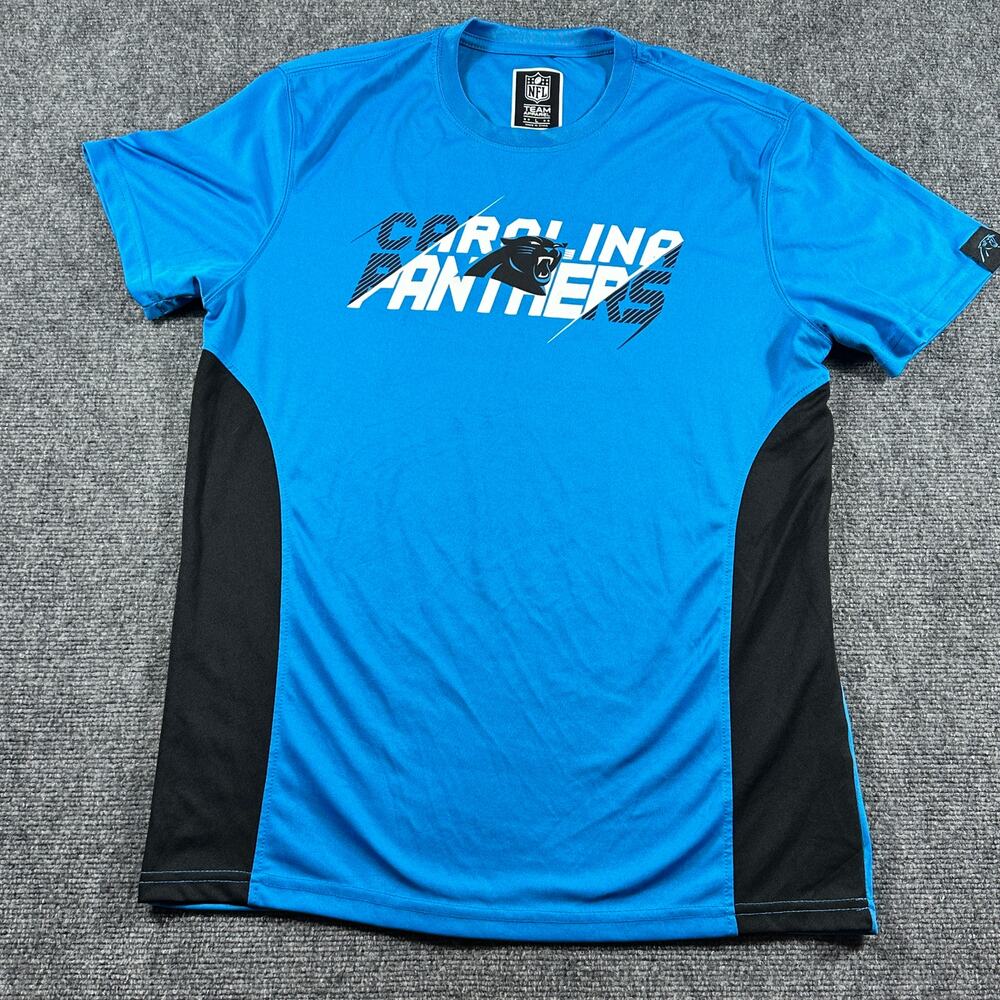 Carolina Panthers NFL Team Apparel Shirt Men's L Blue Black Performance Tee